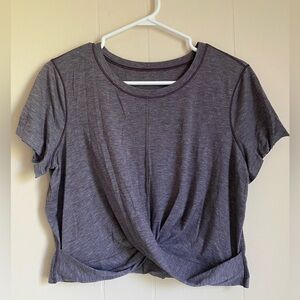 Lululemon Intended Crop Tee in Heathered Black Currant (purple)